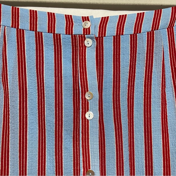 ROOLEE PLUS ADDISON BUTTON MIDI MODEST STRIPED SKIRT - Picture 7 of 16